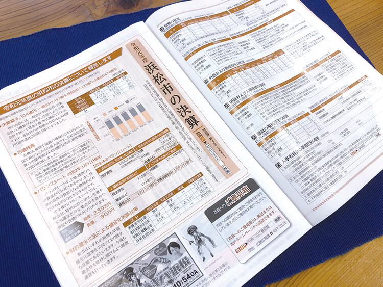 広報はままつの浜松市の決算ページ